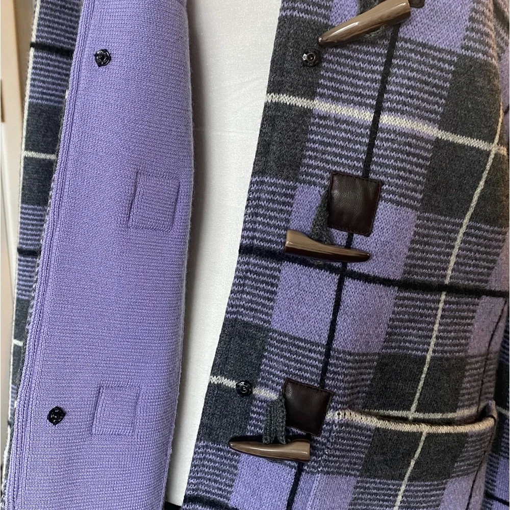 Doncaster Lavender/Grey Wool Plaid Knit Jacket Medium